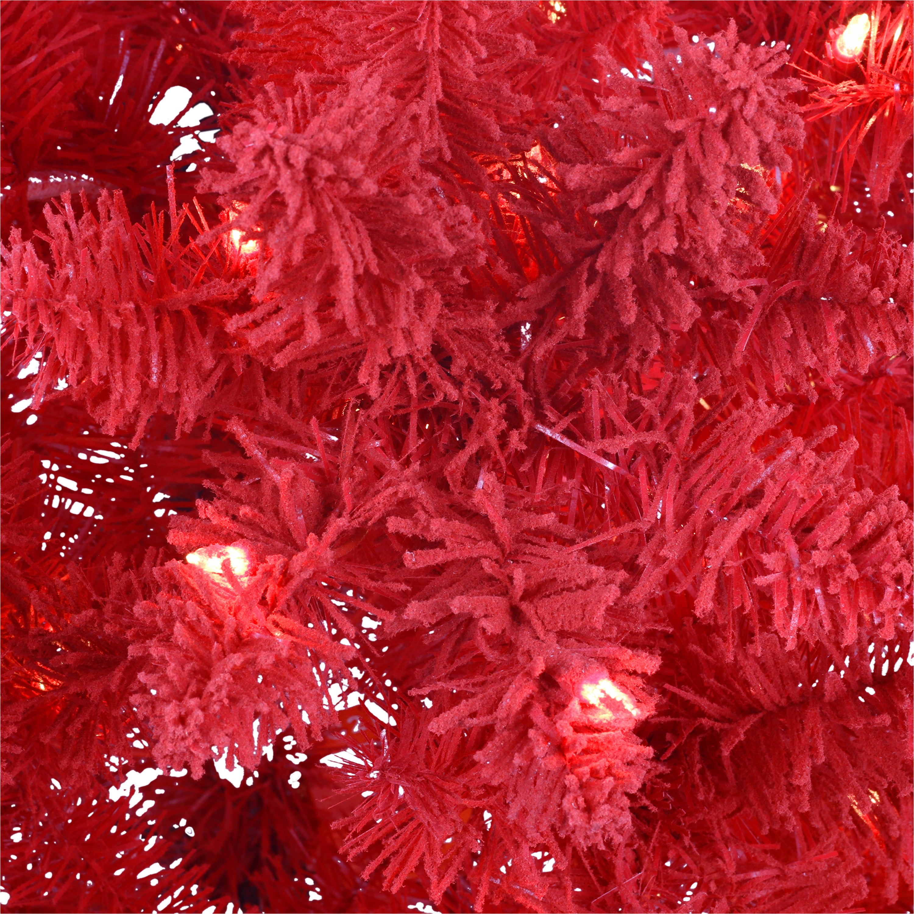 6.5ft Pre-lit Flocked Fashion Red Christmas Tree